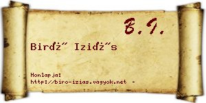 Biró Iziás névjegykártya